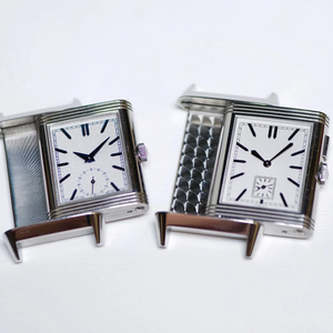 Colección <span class=keywords><strong>de</strong></span> Relojes Elegantes Vintage Reversibles, Caja Rectangular <span class=keywords><strong>de</strong></span> Acero Inoxidable, Diseño <span class=keywords><strong>de</strong></span> Doble Esfera, Correa <span class=keywords><strong>de</strong></span> Cuero, para Uso Diario y <span class=keywords><strong>de</strong></span> Negocios - Product Image 3