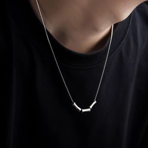 Unisex Bamboo Link Stainless Steel <b>Necklace</b>, New Chinese Style Waterproof Gold Plated Thin Long Sweater Chain, Fashion Hip Hop M - Product Image 3