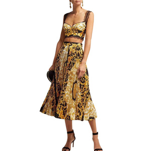 A5107 di Prezzi di Fabbrica Della Cinghia Del Merletto Del Modello di Stampa di Sport Reggiseno Pieghettato del Pannello Esterno Lungo di Modo A Due Pezzi Delle Donne del Vestito di <span class=keywords><strong>Abbigliamento</strong></span> - Product Image 3