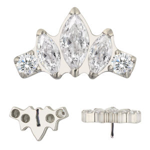 <span class=keywords><strong>Piercing</strong></span> para <span class=keywords><strong>el</strong></span> cuerpo, joyería, ASTM F136, titanio 3 Marquesa CZ con 2 circonitas redondas <span class=keywords><strong>en</strong></span> <span class=keywords><strong>el</strong></span> lateral, pendiente de rosca interna - Product Image 4