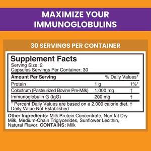 Nutritional Supplement Milk Powder <strong>Cow</strong> <strong>Colostrum</strong> <strong>Capsules</strong> with Protein Supports Healthy Immune System - Product Image 4