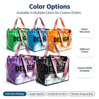 Sac de courses en PP tissé, écologique, recyclable, moyen, pour publicité quotidienne, cadeau, fête, réutilisable, avec double poignée, portable