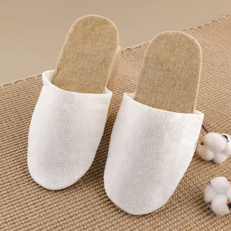 Umwelt freundliche Super Soft Comfort Closed Toe Natürliche Baumwolle Jute Filz Sohle Luxus Hotel Schuhe Hausschuhe