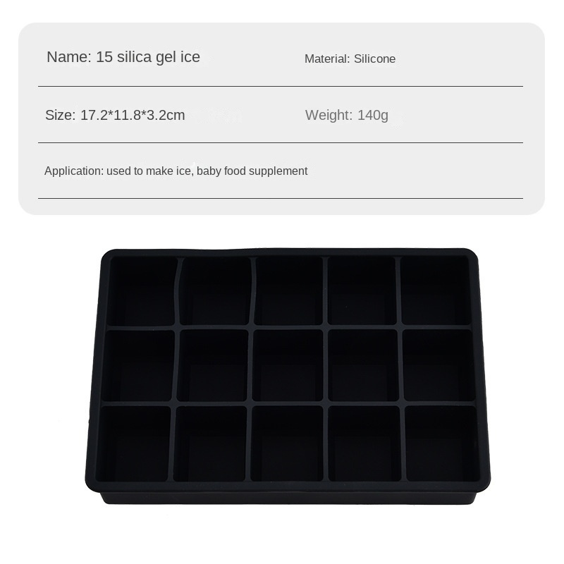 Bac à glaçons en silicone 15 grilles noir