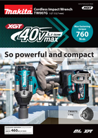 Clé à chocs sans fil MAKITA TW007G 40V Max avec batterie 4.0Ah pour couple élevé, clé à chocs rechargeable
