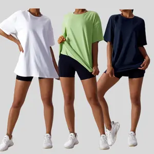 Top ample respirant vêtements de fitness vêtements de yoga respirants pour femmes vêtements d'extérieur en cours d'exécution T-shirt de sport en coton