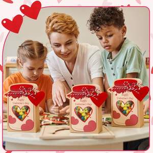 Sacs en papier 3D DIY pour bonbons et friandises en forme de bocaux Mason pour la Saint-Valentin, échange de cadeaux, décoration de table DIY, école, salle de classe, mariage - Product Image 4