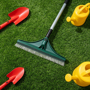 Adjustable Handle <strong>Artificial</strong> <strong>Grass</strong> Brush <strong>Rake</strong> 45.5cm Wide Outdoor Lawn Turf Carpet Sweeper <strong>Rake</strong> - Product Image 4