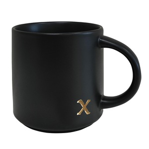 แก้วเซรามิคสีดำลายอักษรย่อ 15 ออนซ์ แก้วกาแฟลายอักษรทองคำ แก้วชาอักษรภาษาอังกฤษสุดหรู แก้ว <span class=keywords><strong>X</strong></span> เหมาะสำหรับตกแต่งสำนักงานและบ้าน - Product Image 1