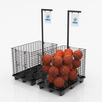 Présentoir de sol pour ballons de sport avec support de signalétique suspendu pour la merchandising en magasin de détail