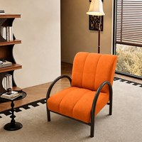 Fauteuil de détente de style rétro antique avec dossier inclinable et structure métallique pour chambre et salon