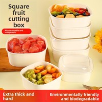 Boîte à fruits et à repas jetable, biodégradable, compatible micro-ondes, en papier kraft de qualité alimentaire, carrée, haut de gamme, tendance