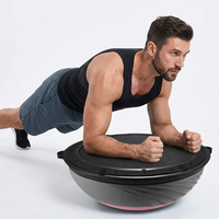 Ballon d'équilibre de yoga et de Pilates en ABS et PVC de 60 cm de diamètre - Conception demi-ballon avec pompe à pied, antidérapant et durable pour les exercices de la zone abdominale