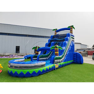 Toboggan aquatique gonflable de qualité commerciale pour adultes, toboggan aquatique gonflable en forme de palmier avec piscine, toboggans gonflables en PVC colorés - Product Image 4