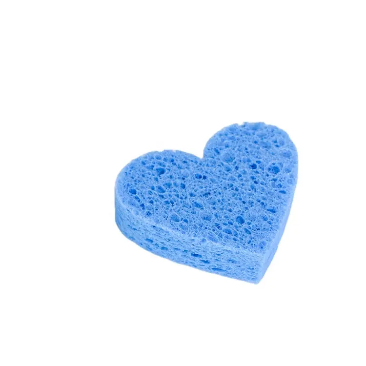 Venda por atacado de produção de esponja de celulose molhada em forma de coração pano de limpeza