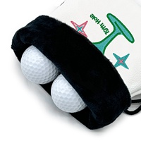 Sac de golf en cuir avec cordon de serrage, broderie multi-éléments, imperméable, couleur et taille personnalisables, sac de taille portable pour balles de golf