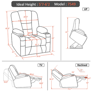 เก้าอี้ปรับเอนไฟฟ้า CY Furniture รุ่น Modern Power Rise แบบเดี่ยว หุ้มผ้า พร้อมระบบทำความร้อน - Product Image 6