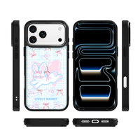 Coque de téléphone AG Feeling Black Edge avec motif papillon Gilding Rabit pour iPhone 17, 17 Pro Max, 16 Pro, 15, 15 Pro Max, 15 Pro, 14 Pro Max – Coque magnétique