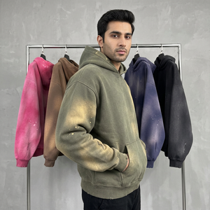 Venta al por mayor gruesa de alta calidad gota hombro 400gsm Sudadera con capucha personalizada Puff impresión 100% algodón Sudadera con capucha recortada sudaderas con capucha gruesas - Product Image 1