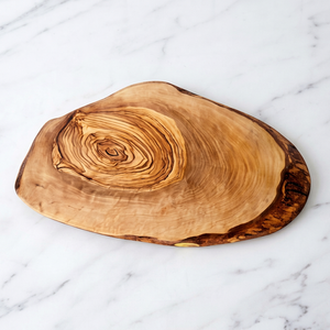 Tabla de Cortar de Madera de Olivo con Borde Natural, Tabla de Servir Rústica con Vetas Naturales - Product Image 1