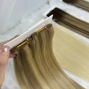 goodluck Genius Weft One Donor Double Drawn Hand Tied Weft Russian Human Hair 12a