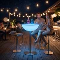 Ensemble de table de bar moderne en plastique avec éclairage LED, table ronde haute illuminée pour cocktails et café, pour hôtel, pub, salon
