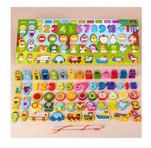 7 in 1 Number Color Occupation Fruit <b>Animal</b> Learning Toys Wooden Magnetic Fishing Board for Toddlers - Product Image 1
