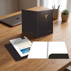 Custom Offset Printed Embossed <b>Art</b> Paper Greeting Card with Pocket for Office Presentations - Product Image 1