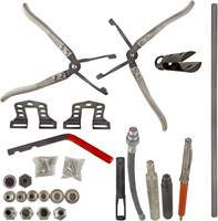 Kit d'outils professionnel pour la réparation de culasses de moteurs à 8, 16 et 24 soupapes, comprenant un compresseur de ressort de soupape et un outil de démontage/installation.