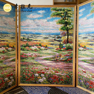 Arte Mural de Mosaico de <span class=keywords><strong>Vidrio</strong></span> Paisajístico Hecho a Mano, Pintura de Mosaico de <span class=keywords><strong>Vidrio</strong></span> Enmarcada para Decoración de Paredes Interiores - Product Image 5