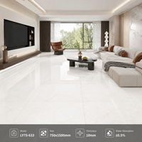 Carreaux de porcelaine brillants effet marbre modernes 750mm*1500mm pour sol et mur, idéaux pour villa, salon, cuisine, salle de bain
