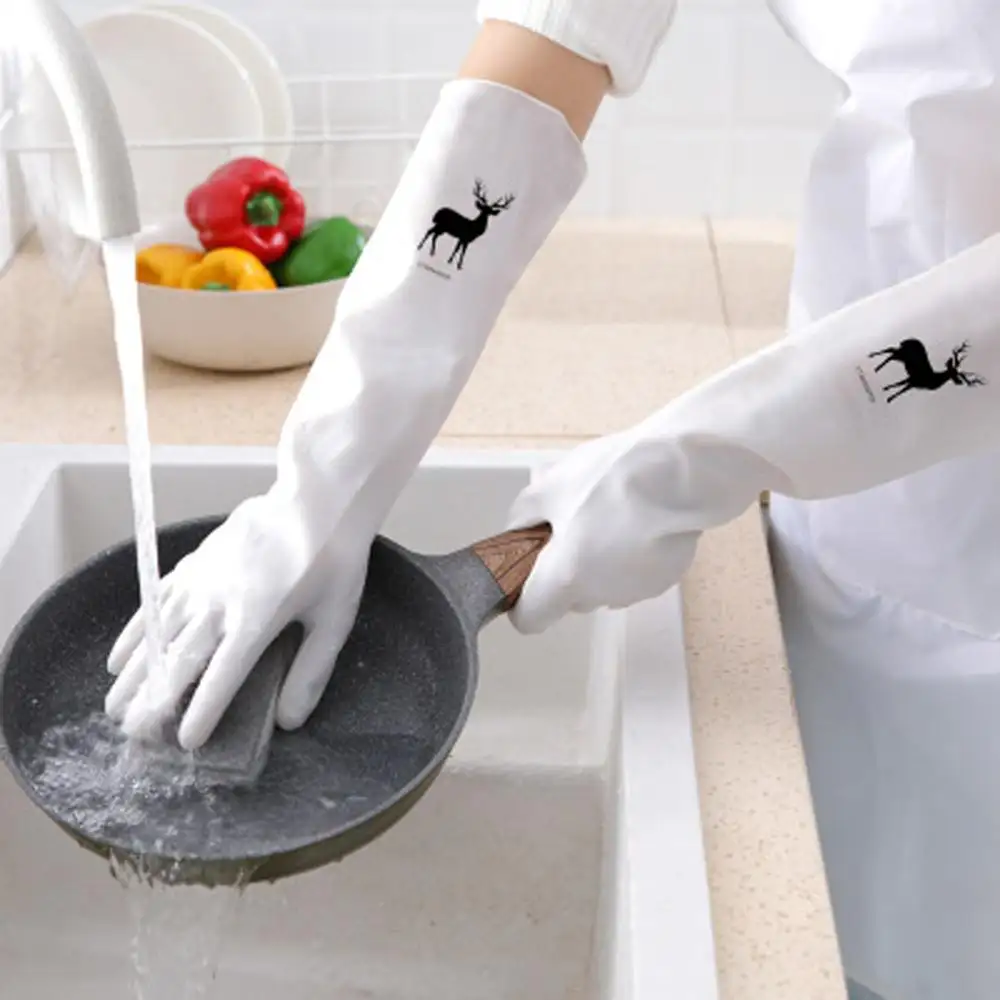 Housework Dishwashing Gloves Plastic Non-slip Household Cleaning Laundry Waterproof Gloves Kitchen Dishwashing Rubber Gloves