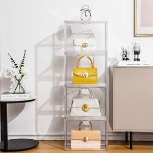 Organisateur de placard portable de bureau, boîte de présentation transparente pour cadeaux, boîtes et bacs de rangement en plastique épais pour sacs à main - Product Image 5