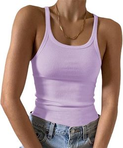 Logo 2025 personalizzato con ricamo da <span class=keywords><strong>donna</strong></span> bianco leggero Racerback sportivo allenamento traspirante <span class=keywords><strong>canotta</strong></span> a coste per ragazze estive - Product Image 5