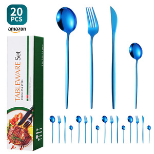 20 Pcs Stainless Steel Cutlery <b>Set</b> Gold Black Handle Tableware For <b>Dinner</b> Party Gift Box Packaging - Product Image 2