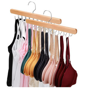 Cintres en bois massif avec pinces métalliques antidérapantes pour pantalons, jupes, armoire, crochets multiples - Product Image 1