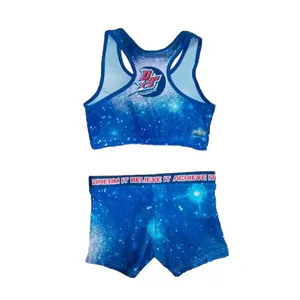 Abbigliamento sportivo di migliore qualità sublimazione schienale cheerleading corto e reggiseno - Product Image 1