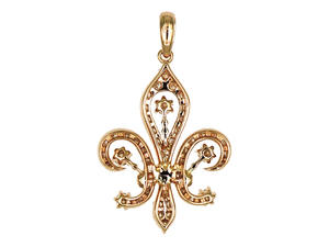 Pendentif Fleur de Lys en Or 18 carats et Diamants 0,842 ct 50 Pierres 3,37 g Collection de Bijoux Symboliques de Haute Joaillerie - Product Image 4