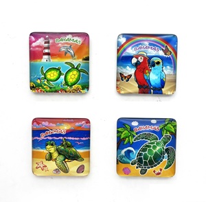 Imán de nevera 3D de cristal marino con tortuga, cerdo y loro, estilo DIY, personalizado, al por mayor, con temática marina, bonito, recuerdo de las Bahamas - Product Image 3