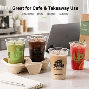 Gobelets jetables transparents en PET 32oz avec couvercles à clipser et logo personnalisé pour food truck et cuisine mobile à emporter - Product Image 2