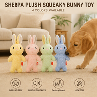 Jouet pour chien en peluche couineur Lapin en polaire Sherpa avec couineur BB, 4 couleurs, interactif pour chiot, vente en gros OEM