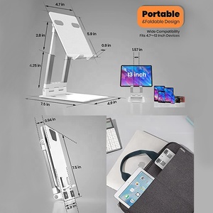 Support de tablette portable réglable en hauteur/angle pliable <span class=keywords><strong>I</strong></span> <span class=keywords><strong>Pad</strong></span> <span class=keywords><strong>Stand</strong></span> jusqu'à 12.9 ", support de tablette de téléphone en aluminium compatible - Product Image 3