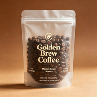 Sachet d'emballage pour grains de café personnalisé, imprimé, recyclé, compostable, en EVOH, mat, transparent, givré, avec valve et fermeture éclair