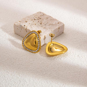 Pendientes Triangulares con Diamantes, Chapados en Oro de 18K, Engaste de Bisel, Joyería Geométrica de Moda para Fiestas - Product Image 4