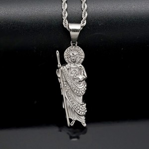 Collane con Ciondolo Vintage Hip Hop di San Giuda, Gioielli Cattolici Religiosi in Acciaio Inossidabile Impermeabile e Antiossidante, Vendita all'Ingrosso per Uomo - Product Image 6