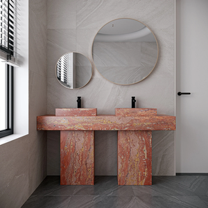 Lavabo a colonna in marmo a strati di lusso Dream Home, lavabo da bagno autoportante in pietra naturale massiccia - Product Image 5
