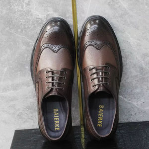 Zapatos Oxford Clásicos Personalizados de Cuero Genuino para Hombre, Zapatos de Vestir con Punta, Diseño Plano Cómodo, Plantillas de Goma, Zapatos de Oficina para Negocios - Product Image 4