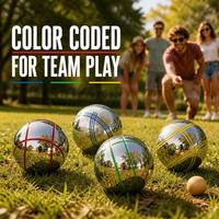 Jeu de Boules de Pétanque et de Boccia, 8 Boules Colorées à Rayures avec Sac de Transport, Jeu d'Extérieur pour Famille, Jardin et Pelouse, Vente en Gros