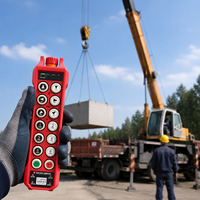 Control remoto inalámbrico industrial de doble velocidad de 12 botones serie UK para grúas con interruptor de llave oculto y paro de emergencia duradero