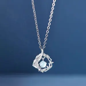 Atacado personalizado moonstone CZ zircon zircônia cúbica S925 925 prata esterlina jóias finas moda gargantilha colar corrente